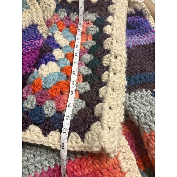 Rare One Of One Merino Wool Hand Crochet Luxury Granny Hooded Cardigan L-XXL - Picture 10 of 10